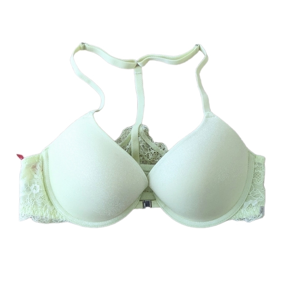 Scandale Paris quality bra in pastel green yellow sparkling Lurex 34C c067